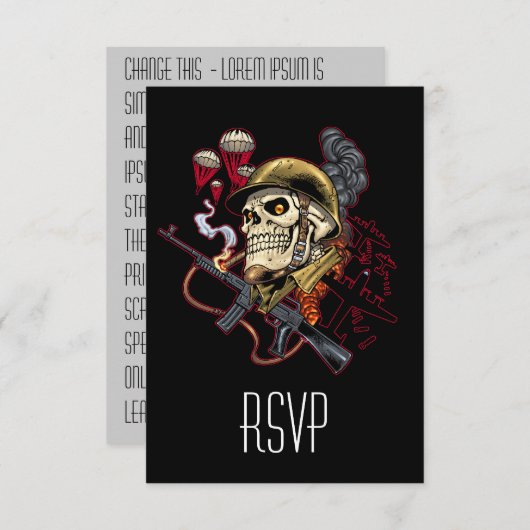 ヘルメットが付いている空輸か海洋の落下傘兵のスカル 出欠カード (正面/裏面)