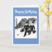 ヘルメットに水を被った炎を上げる警察 カード (黄色い花)