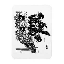 ヘルメットに水を被った炎を上げる警察 マグネット