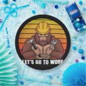 ヘルメットの労働者レトロを着たビッグフット ペーパープレート (パーティー)