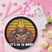 ヘルメットの労働者レトロを着たビッグフット ペーパープレート (パーティー)