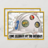 ヘルメットの建築の第3誕生会の招待 招待状 (正面/裏面)