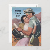 ヘルメットの昼食のバケツの幸せな労働者の日の労働者のPC シーズンポストカード (正面/裏面)