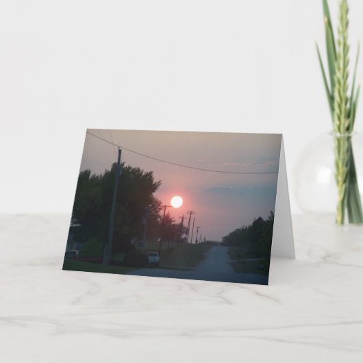 ヘルメットの道の日没 カード (正面)