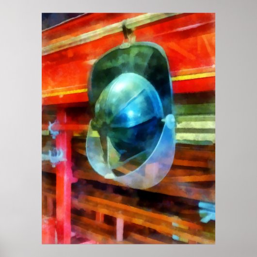 ヘルメットぶら下がったが消防車に乗っている ポスター (正面)