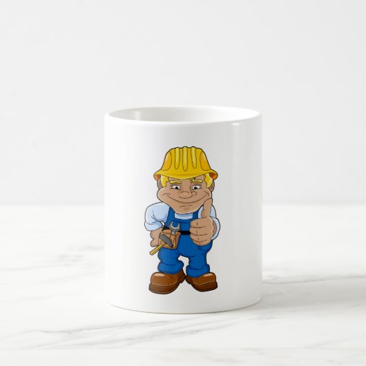 ヘルメットをかぶった労働者 コーヒーマグカップ (中央)