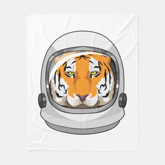 ヘルメットをかぶった宇宙飛行士のトラ フリースブランケット (正面)