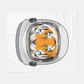 ヘルメットをかぶった宇宙飛行士のトラ フリースブランケット (正面(横))