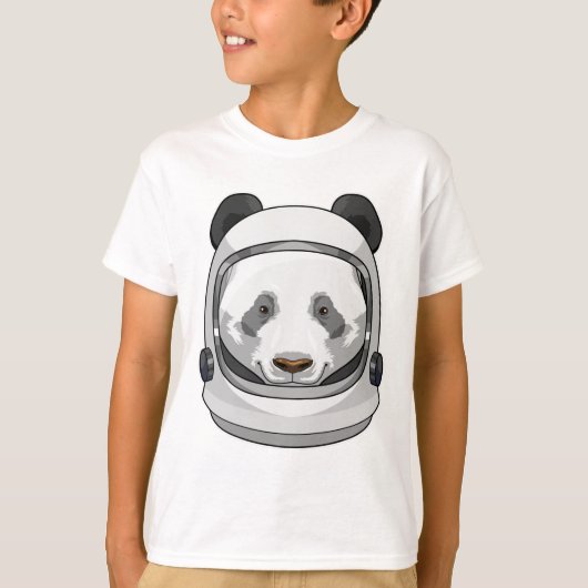 ヘルメットをかぶった宇宙飛行士のパンダ Tシャツ (正面)
