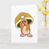 ヘルメットをかぶった鉱夫としてのモグラ カード (黄色い花)