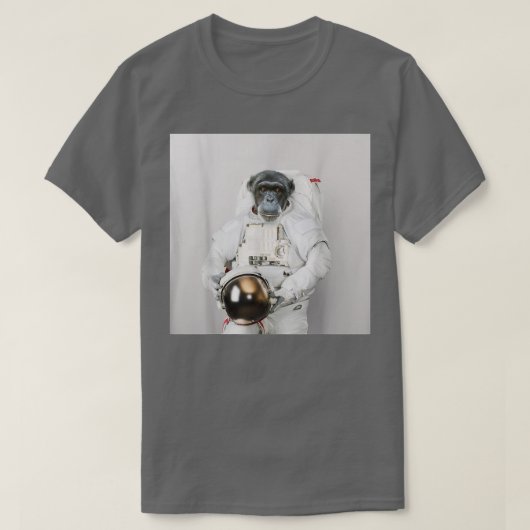 ヘルメットを被った宇宙スーツを着たサルの宇宙飛行士 Tシャツ (デザイン正面)
