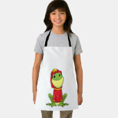 ヘルメットを装着した消防士としてのカエル エプロン (インサイチュ)