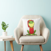 ヘルメットを装着した消防士としてのカエル クッション (椅子)