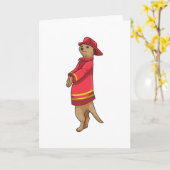 ヘルメットを装着した消防士としてのメルカット カード (黄色い花)