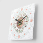 ヘルメットクラゲヴィンテージ海洋テクスチャ壁時計 スクエア壁時計 (傾斜)