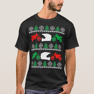 ヘルメットダートバイクモーターサイクルモトクロス醜いクリスマス Tシャツ