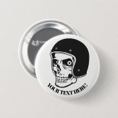 ヘルメット付きスカル 缶バッジ (正面&裏面)