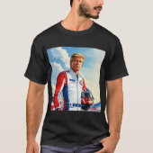 ヘルメット付きトランプレースレースカードライバーナスカーMAGA Tシャツ (正面)