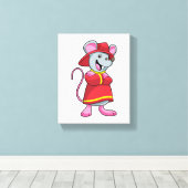 ヘルメット付き消防士としてマウス キャンバスプリント (インサイチュ (ウッドフロア))