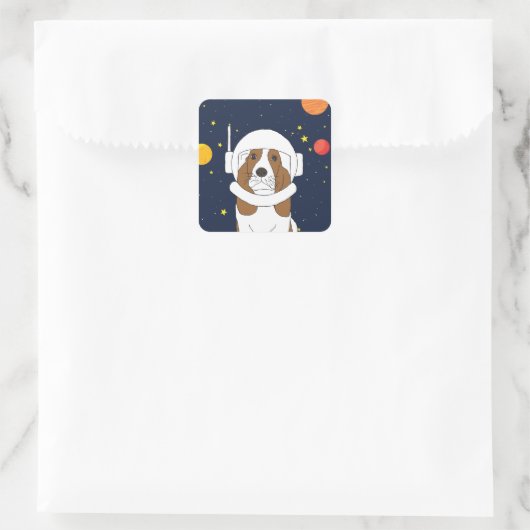 ヘルメット付き猟犬宇宙動物 スクエアシール (バッグ)