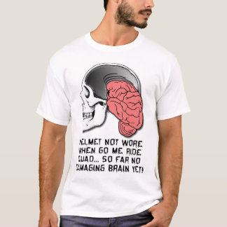 ヘルメット ブレイン ダメージ ファニー クアッド ATV Tシャツ