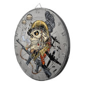 ヘルメット、飛行機および爆弾が付いているスカル ダーツボード (正面右)