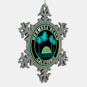 ヘルモサビーチカリフォルニアサーフィンサーフ スノーフレークピューターオーナメント (左)