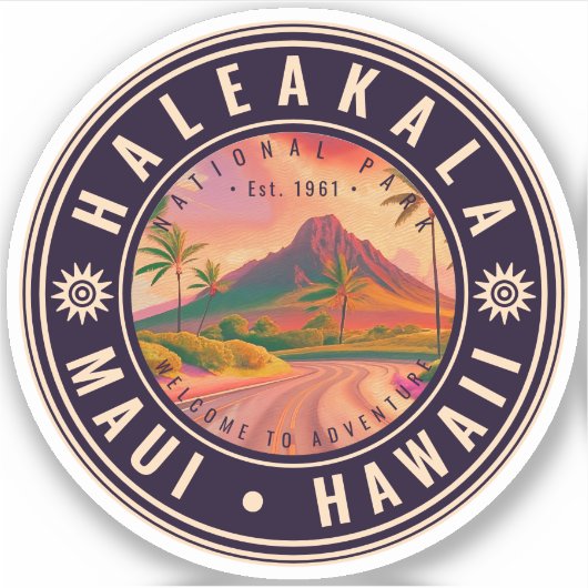 ヘレアカラナショナルパークマウイロードボルケーノヴィンテージ シール (正面)