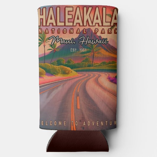 ヘレアカラナショナルパークマウイロードボルケーノヴィンテージ スリム缶クーラー (裏面)