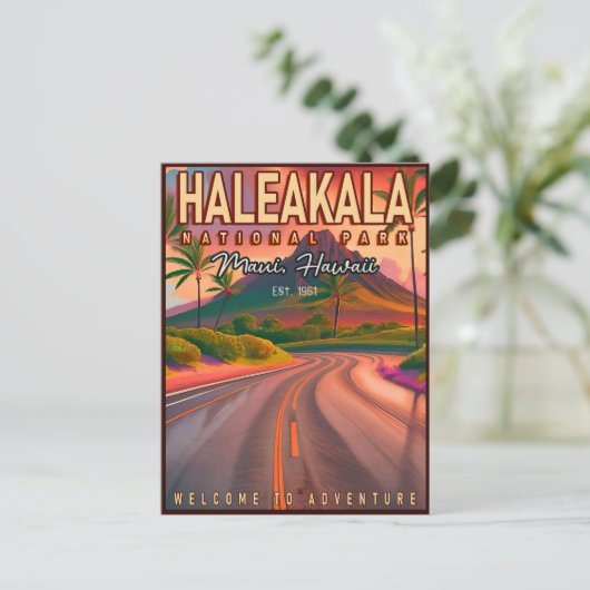 ヘレアカラナショナルパークマウイロードボルケーノヴィンテージ ポストカード (スタンド正面)