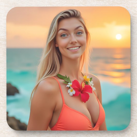 ヘレナの海ささやき：静かな流儀プラスチック コースター (正面)