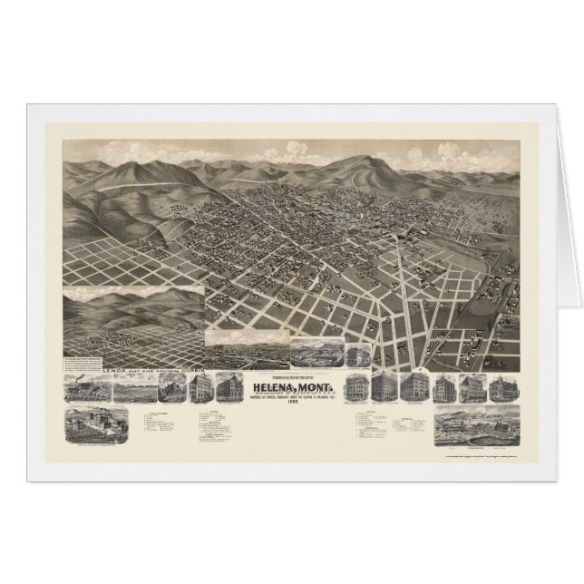 ヘレナのMTのパノラマ式の地図- 1890年 (正面横)