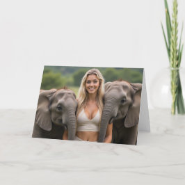 ヘレナイグと彼女の優しいベビーゾウの仲間 サンキューカード