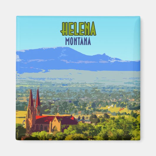 ヘレナモンタナスリーピングジャイアントマウンテンズヴィンテージ マグネット (正面)