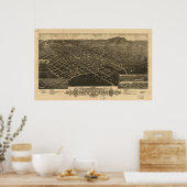 ヘレナモンタナ1883アンティークパノラママップ ポスター (キッチン)