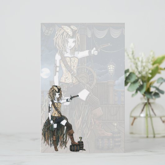 "ヘレナ"の空の海賊船の月の妖精の文房具 便箋 (スタンド正面)