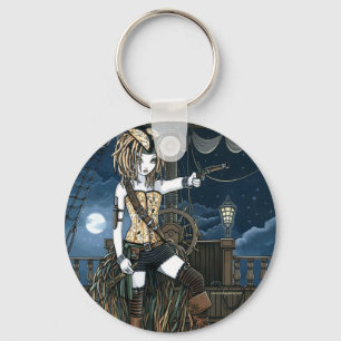 "ヘレナ"の空の海賊船の月の妖精Keychain キーホルダー