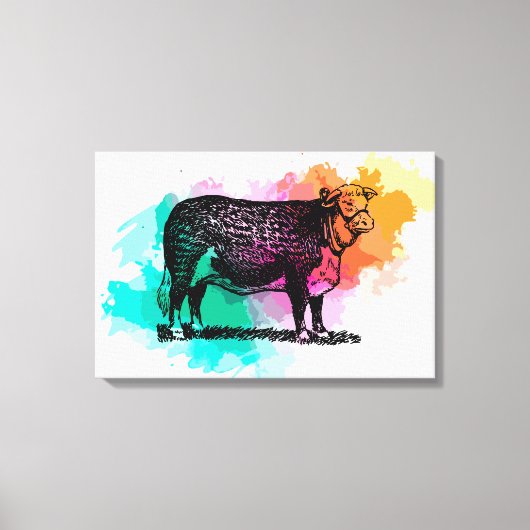 ヘレフォードキャトル キャンバスプリント (正面)