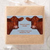 ヘレフォードビーフカップル：オリジナル油パステルアート ラベル (インサイチュ)