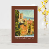 ヘレフォード大聖堂、誕生日カード：ウェルシュ挨拶 カード (黄色い花)