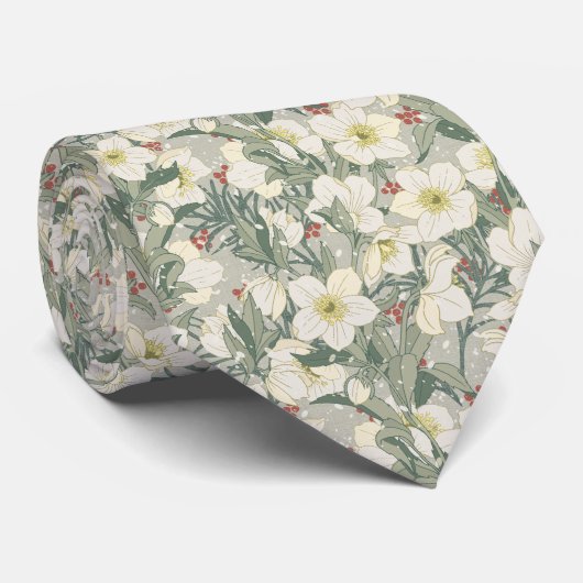 ヘレボア冬の花タイ ネクタイ (ロール)