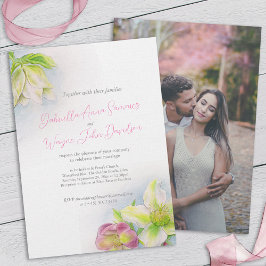 ヘレボア水彩画春の結婚式写真 招待状