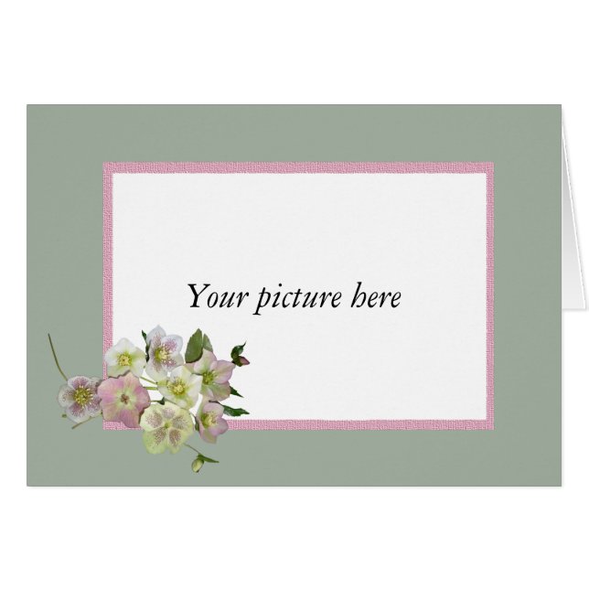 ヘレボルスの花の束が付いているカスタムなフレーム (正面横)