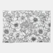 ヘレボレスの白黒 キッチンタオル (横)