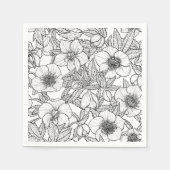 ヘレボレスの白黒 スタンダードカクテルナプキン (正面)