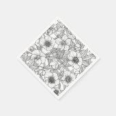 ヘレボレスの白黒 スタンダードカクテルナプキン (角)