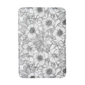 ヘレボレスの白黒 バスマット (正面縦)