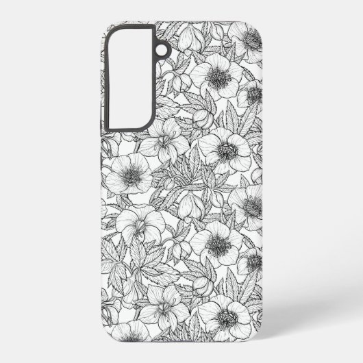ヘレボレスの白黒 SAMSUNG GALAXYケース (裏面)