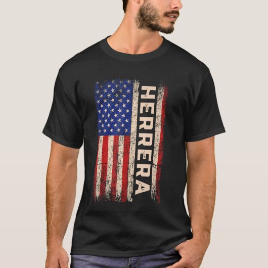 ヘレラ姓シャツヘレラ名アメリカ国旗 Tシャツ (正面)