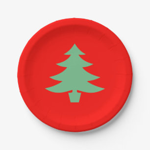 ヘレンに捧げる赤と緑のクリスマスツリー ペーパープレート